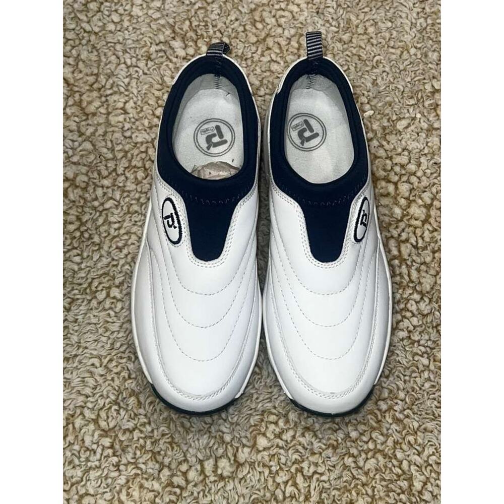 Propet Wash & Wear Slip-On II W3851 Women’s 5.5B White Navy Comfort Walking Shoe